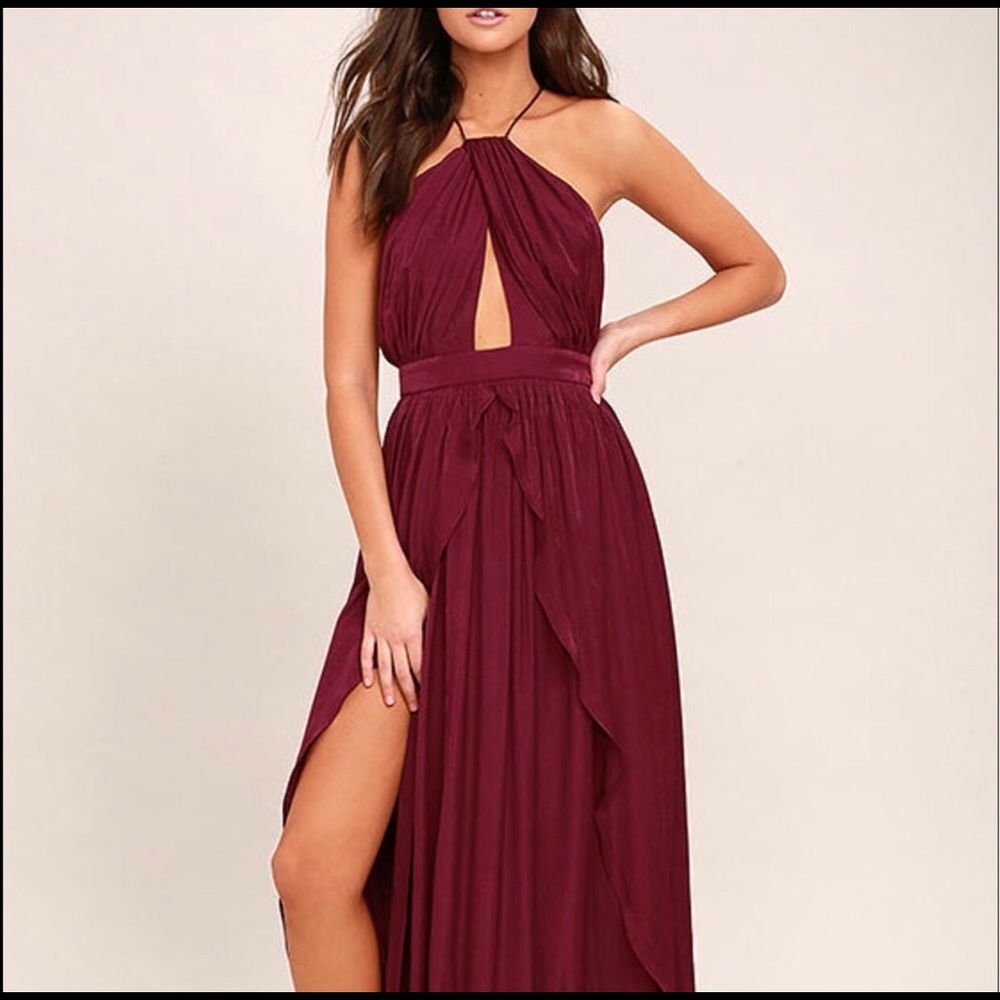 Lulu’s on my own burgundy maxi dress